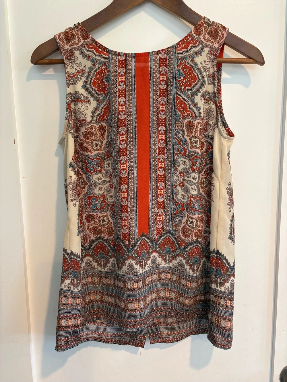 Cynthia Rowley Paisley Sleeveless Button Back Blouse XS